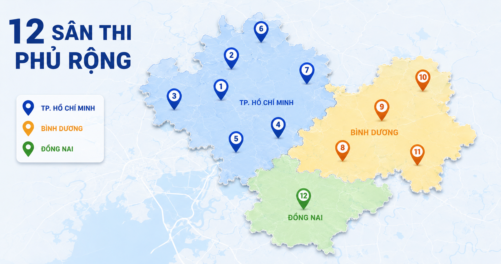 12 Sân Thi Phủ Rộng TP.HCM – Bình Dương – Đồng Nai